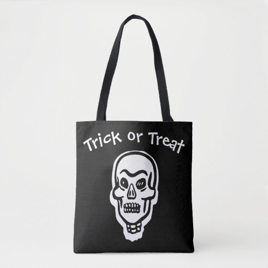 Tote Bag Crâne classique d'Halloween | Trick foncé ou trait (Devant)