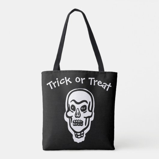 Tote Bag Crâne classique d'Halloween | Trick foncé ou trait (Dos)