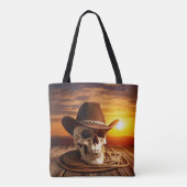 Tote Bag Crâne cowboy avec Lasso (Dos)