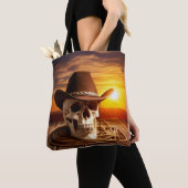 Tote Bag Crâne cowboy avec Lasso (De près)