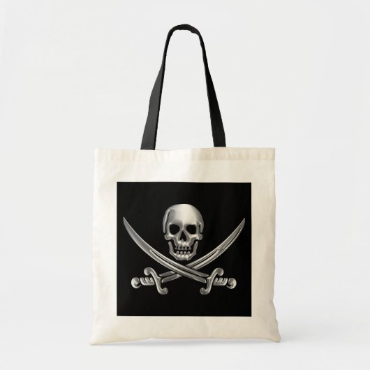 Tote Bag Crâne d'argent et épées croisées (Devant)