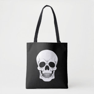 Tote Bag Crâne de crâne noir et blanc Halloween effrayant