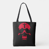 Tote Bag Crâne de démon rouge Design graphique gothique (Dos)
