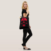 Tote Bag Crâne de démon rouge Design graphique gothique (Sur le modèle)