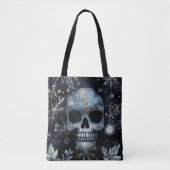 Tote Bag Crâne de Noël Botanique hivernale Gothique (Devant)