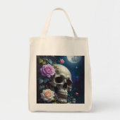 Tote Bag Crâne de Roses au Clair de Lune (Devant)