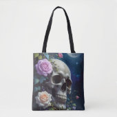 Tote Bag Crâne de Roses au Clair de Lune (Devant)