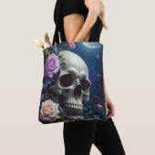 Tote Bag Crâne de Roses au Clair de Lune (De près)