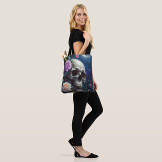 Tote Bag Crâne de Roses au Clair de Lune
