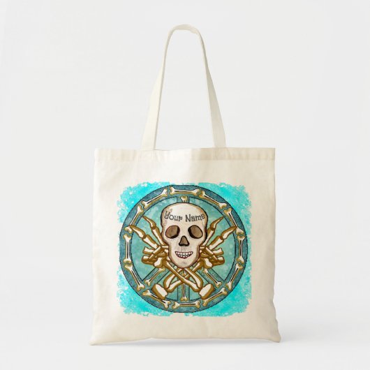 Tote Bag Crâne de squelette de paix (Devant)