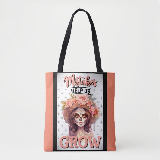 Tote Bag Crâne de sucre rose_croissance (Devant)