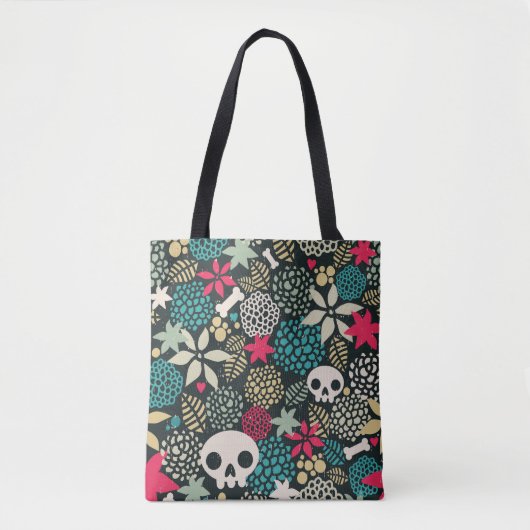 Tote Bag Crâne en fleurs (Devant)