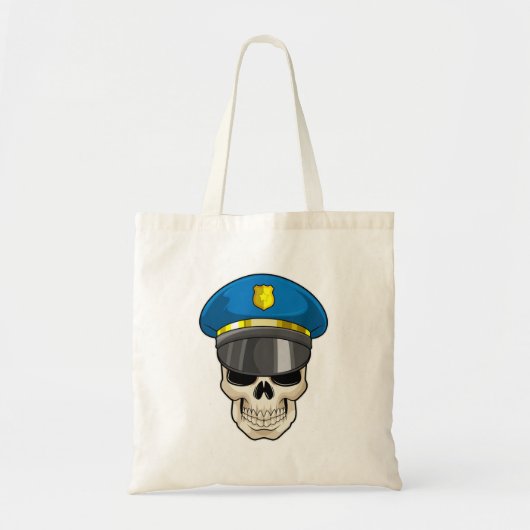 Tote Bag Crâne en tant qu'officier de police avec casquette (Devant)