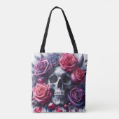 Tote Bag Crâne entouré de Roses dynamiques (Dos)