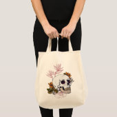 Tote Bag Crâne et fleurs sombres (Devant (produit))