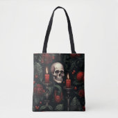 Tote Bag Crâne et Rose (Devant)