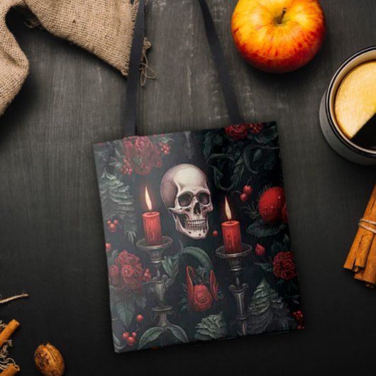 Tote Bag Crâne et Rose