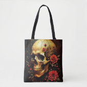 Tote Bag Crâne et roses (Devant)