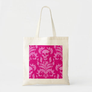 Tote Bag Crâne flamme Damas en parties scintillant effet ro