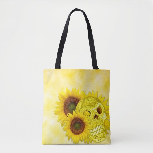 Tote Bag Crâne Fourre-tout de tournesol (Devant)