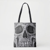 Tote Bag Crâne gothique Cool de Grunge noir et blanc (Devant)