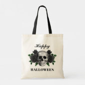 Tote Bag Crâne gothique et Roses noirs heureux Halloween (Dos)