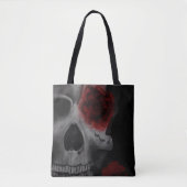 Tote Bag Crâne gothique et roses rouges muets (Devant)