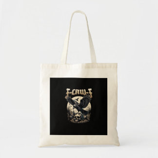 Tote Bag Crâne gothique humour de corbeau graphique F Caw F