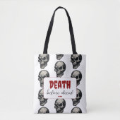 Tote Bag Crâne gothique "Mort avant décaf" | Éffrayant Funn (Devant)