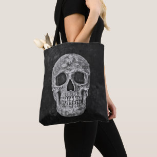 Tote Bag Crâne Gothique Vieux Grunge Noir Et Blanc Texture