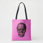 Tote Bag Crâne noir et rose (Devant)