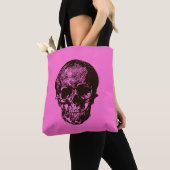 Tote Bag Crâne noir et rose (De près)