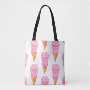 Tote Bag Crâne rose - crème glacée. Contexte motif transpar
