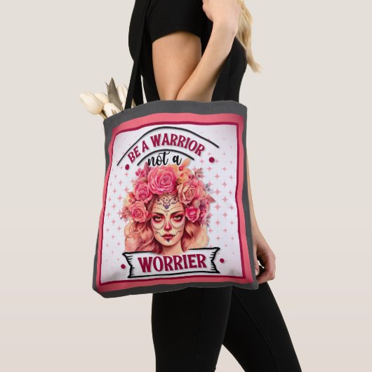 Tote Bag Crâne rose et joli sucre (De près)