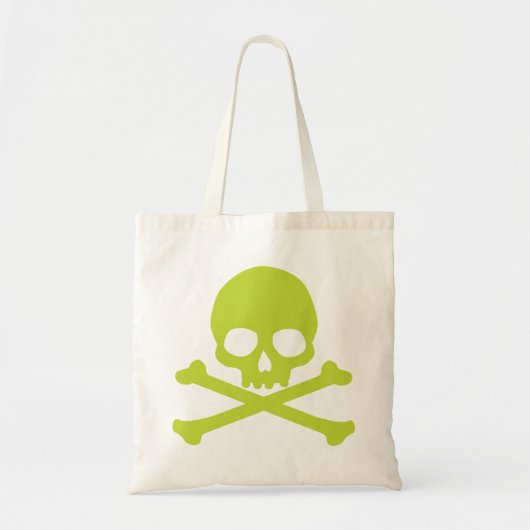 Tote Bag Crâne simple vert et os croisés (Devant)