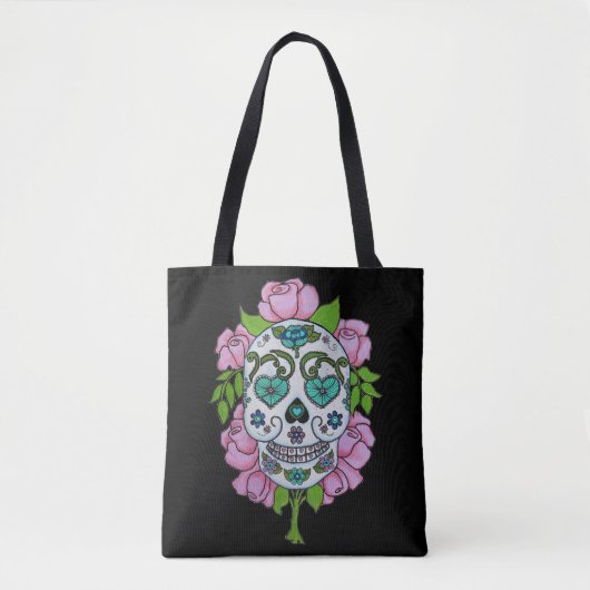 Tote Bag Crâne un Fourre-tout de sucre (Devant)