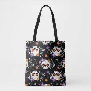 Tote Bag Crânes de sucre mignonnes à la main tiré