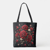 Tote Bag Crânes dorés & Roses rouges scintillent Glamour go (Dos)