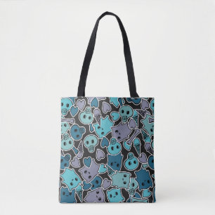 Tote Bag Crânes, et coeurs sur l'arrière - plan noir 2