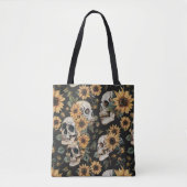 Tote Bag Crânes et tournesols d'été Éffrayants (Devant)