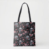 Tote Bag Crânes gothiques de cuisine avec Rose (Devant)