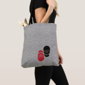 Tote Bag Crânes - Gris fantôme et Blanc osseux (De près)