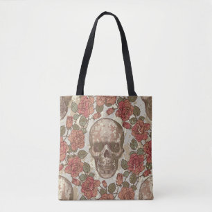Tote Bag Crânes rétro et ornement Rose