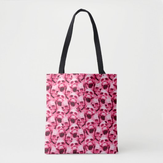 Tote Bag Crânes roses chaudes (Devant)