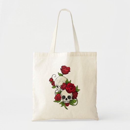 Tote Bag Crânes Roses Día de Muertos (Devant)