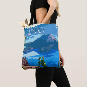 Tote Bag Crater Lake Oregon Illustration de voyage d'art Vi