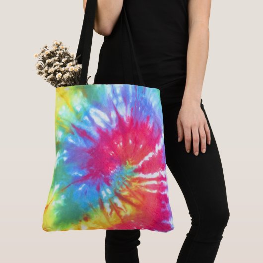 Tote Bag Cravate de Swirl arc-en-ciel (De près)