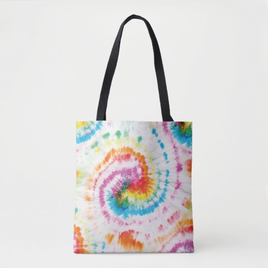 Tote Bag Cravate spirale, motif tourbillon arc-en-ciel (Devant)