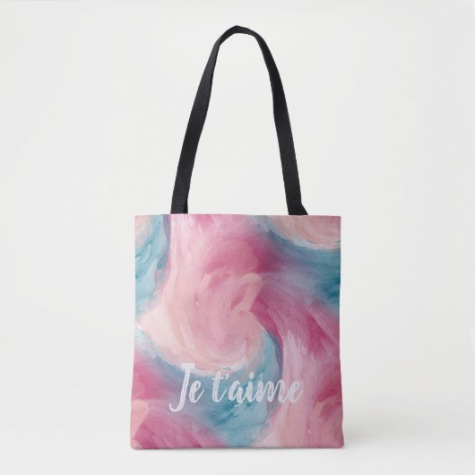 Tote Bag Cravate-teinture rose et bleu Peinture d'aquarelle (Devant)