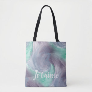 Tote Bag Cravate-teinture violet vert peint Aquarelle dans 